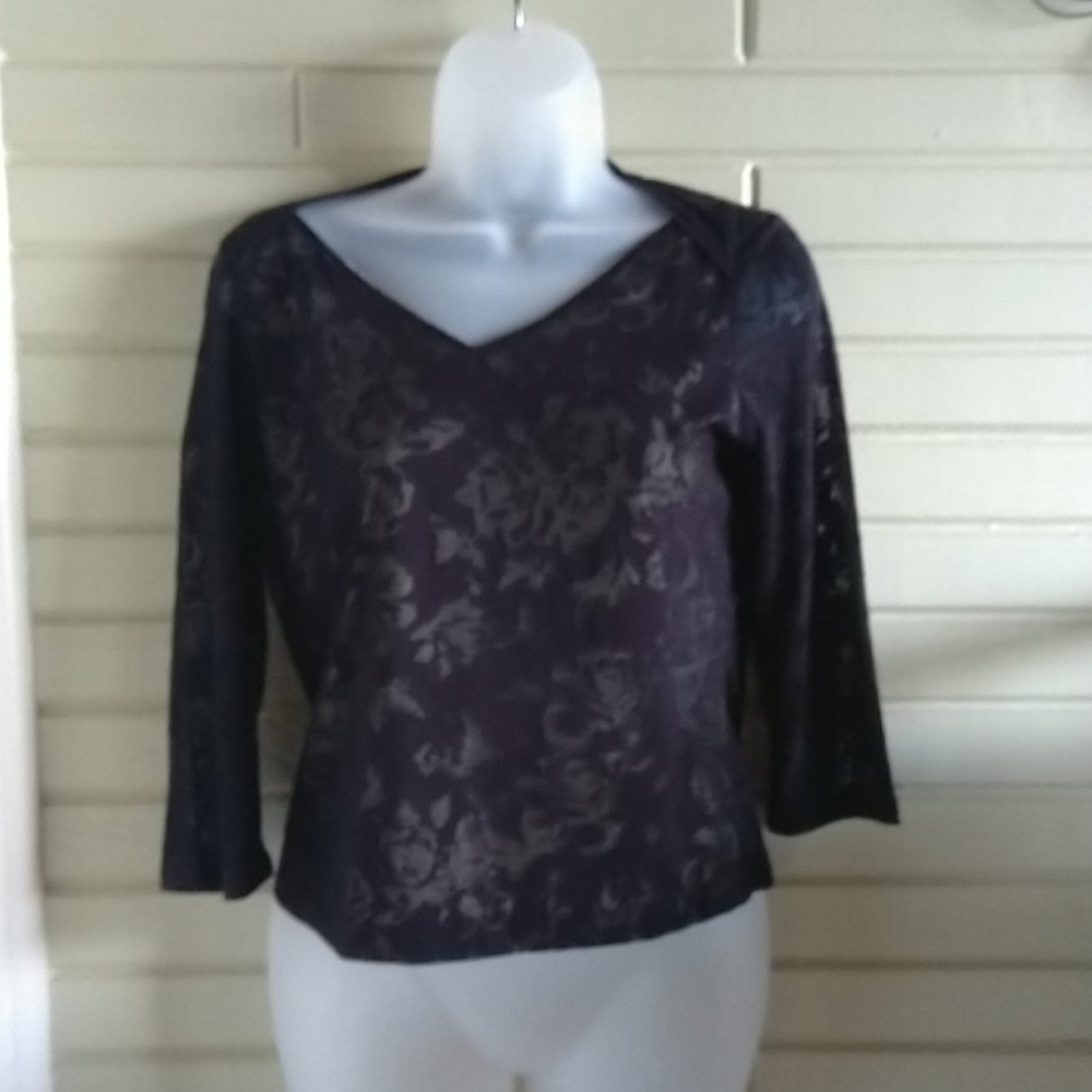 Black sheer lace blouse